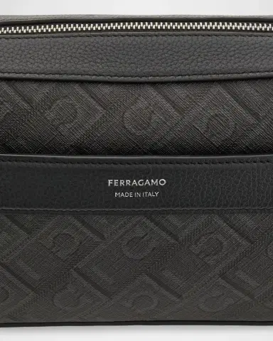 Ferragamo Men's Monogram Canvas and Leather Crossbody Bag | Thumbnail 5 Ferragamo Men's Monogram Canvas and Leather Crossbody Bag | Thumbnail 5