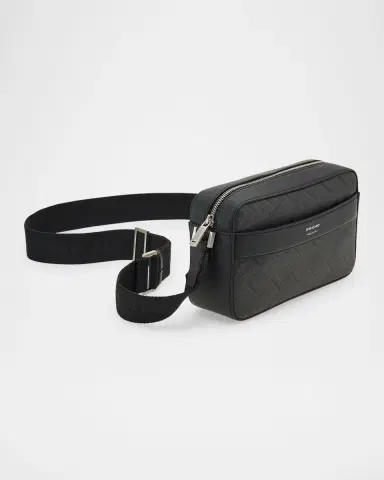 Ferragamo Men's Monogram Canvas and Leather Crossbody Bag | Thumbnail 7 Ferragamo Men's Monogram Canvas and Leather Crossbody Bag | Thumbnail 7