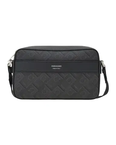 Ferragamo Men's Monogram Canvas and Leather Crossbody Bag | Thumbnail 1 Ferragamo Men's Monogram Canvas and Leather Crossbody Bag | Thumbnail 1