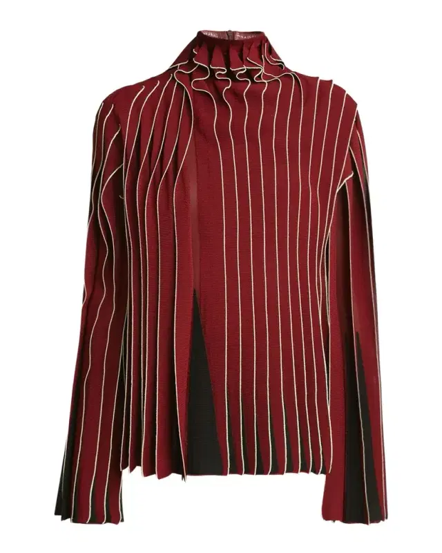 Dimensional Mock-Neck Blouse
