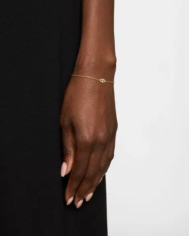 Jennifer Meyer Mini Diamond Open Evil Eye Bracelet with Emerald Center | Thumbnail 2