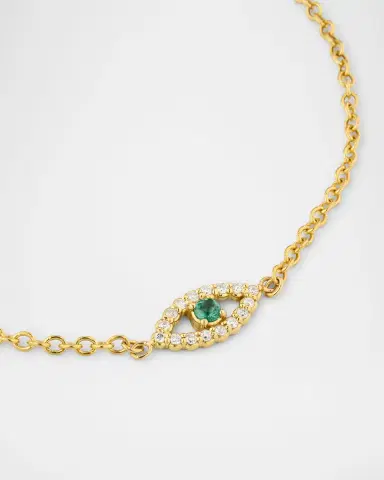 Jennifer Meyer Mini Diamond Open Evil Eye Bracelet with Emerald Center | Thumbnail 3