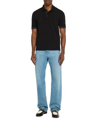 FERRAGAMO Men's Polo Shirt with Neck Signature | Thumbnail 1