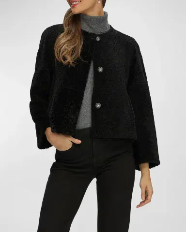 Gorski Reversible Collarless Shearling Lamb Jacket | Thumbnail 6