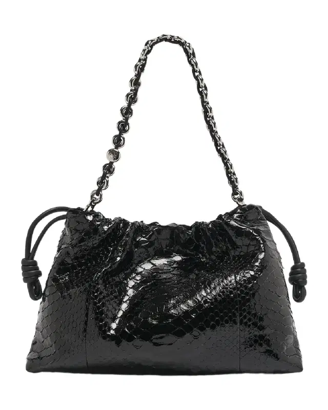 Flamenco Large Shoulder Bag in Patent Python