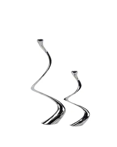 John-Richard Collection Silver Spiral Candleholders, Set of 2 | Thumbnail 1