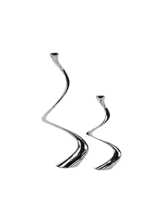 John-Richard Collection Silver Spiral Candleholders, Set of 2