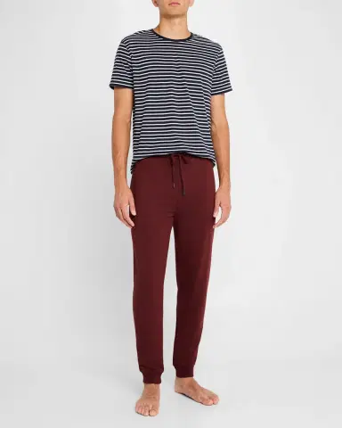 Derek Rose Men's Ryder Horizontal Stripe Crewneck T-Shirt | Thumbnail 2