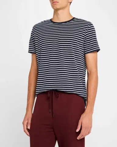 Derek Rose Men's Ryder Horizontal Stripe Crewneck T-Shirt | Thumbnail 4
