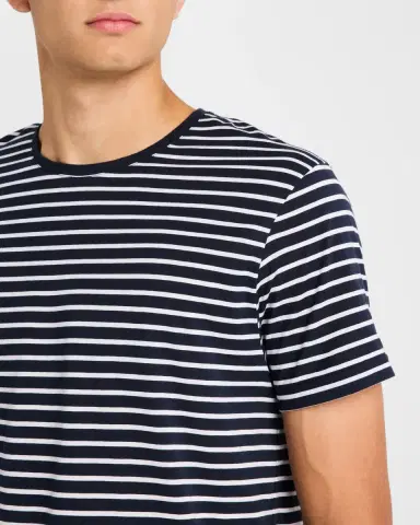 Derek Rose Men's Ryder Horizontal Stripe Crewneck T-Shirt | Thumbnail 5