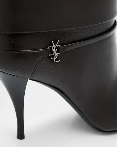 Saint Laurent Niki Leather YSL Buckle Ankle Booties | Thumbnail 4 Saint Laurent Niki Leather YSL Buckle Ankle Booties | Thumbnail 4