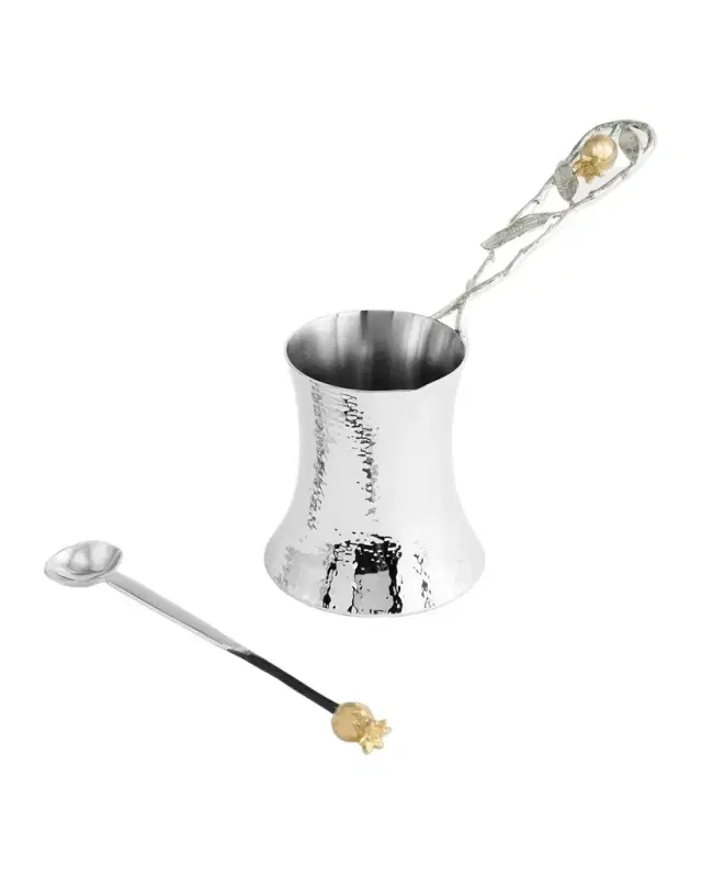 Michael Aram Pomegranate Silver & Gold Coffee Pot with Spoon