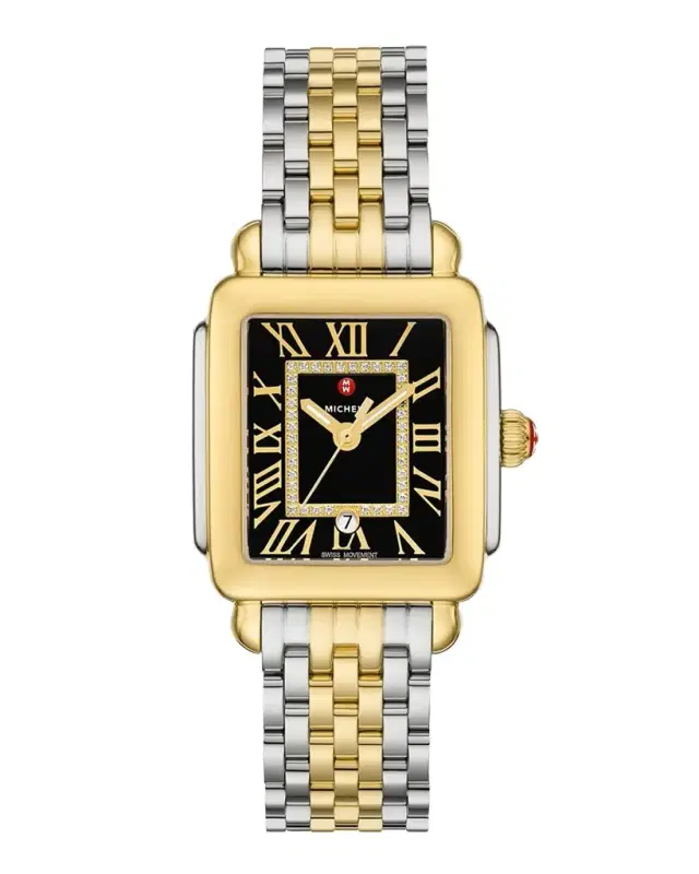 Deco Madison Mid Noir Diamond Dial Two-Tone Bracelet Watch