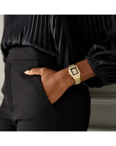 Michele Deco Madison Mid Noir Diamond Dial Gold Bracelet Watch | Thumbnail 1 Michele Deco Madison Mid Noir Diamond Dial Gold Bracelet Watch | Thumbnail 1