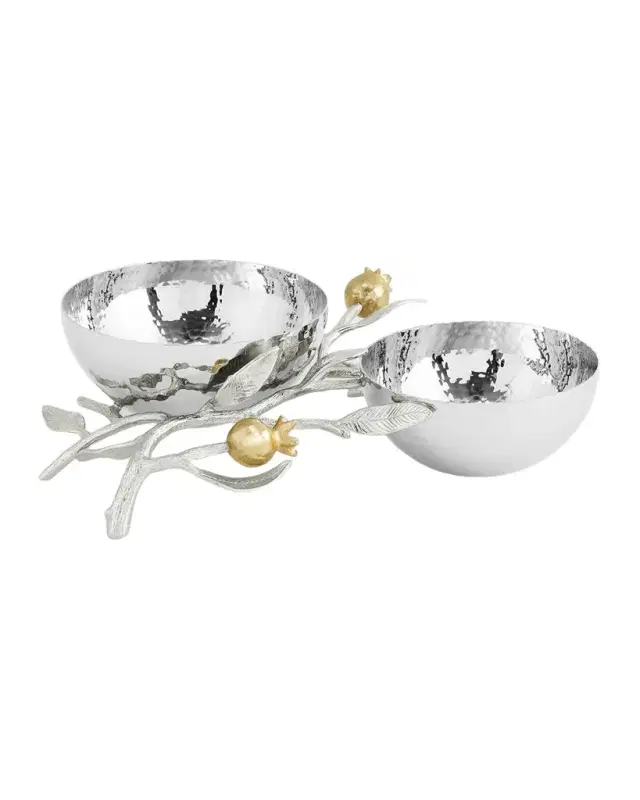 Michael Aram Pomegranate Silver & Gold Double Bowl