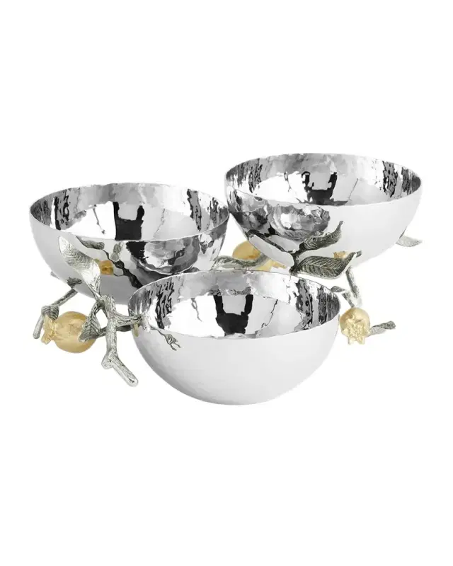 Michael Aram Pomegranate Silver & Gold Triple Bowl