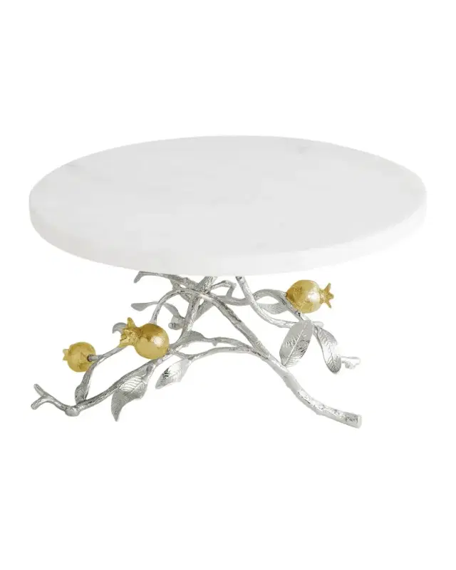 Michael Aram Pomegranate Silver & Gold Cake Stand with 24K Goldplate
