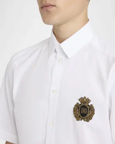 Dolce & Gabbana Men's Poplin Crest Patch Sport Shirt | Thumbnail 5