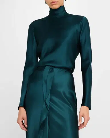 Giorgio Armani Silk Turtleneck Long-Sleeve Blouse | Thumbnail 3 Giorgio Armani Silk Turtleneck Long-Sleeve Blouse | Thumbnail 3