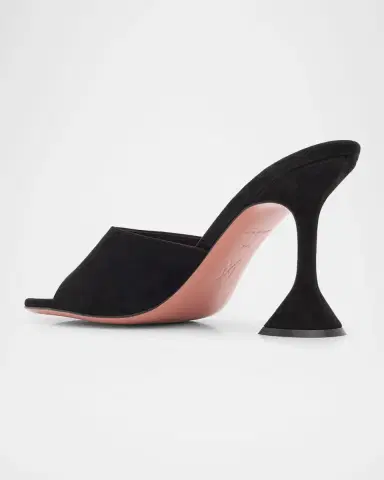Amina Muaddi Lupita Suede Pedestal Mule Sandals | Thumbnail 4 Amina Muaddi Lupita Suede Pedestal Mule Sandals | Thumbnail 4