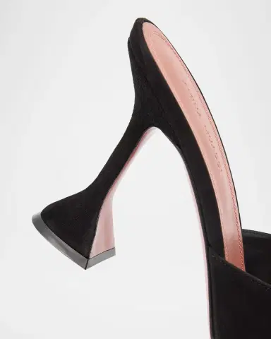Amina Muaddi Lupita Suede Pedestal Mule Sandals | Thumbnail 5 Amina Muaddi Lupita Suede Pedestal Mule Sandals | Thumbnail 5