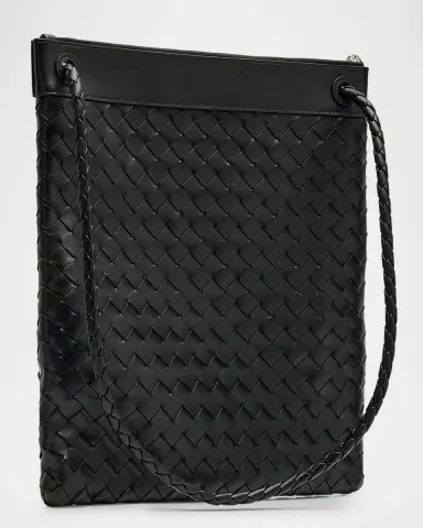 Bottega Veneta Men's Andiamo Intrecciato Leather Flat Messenger Bag | Thumbnail 3