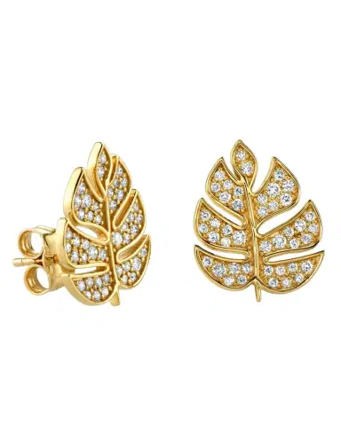 Sydney Evan Medium Monstera Leaf Stud Earrings | Thumbnail 1 Sydney Evan Medium Monstera Leaf Stud Earrings | Thumbnail 1