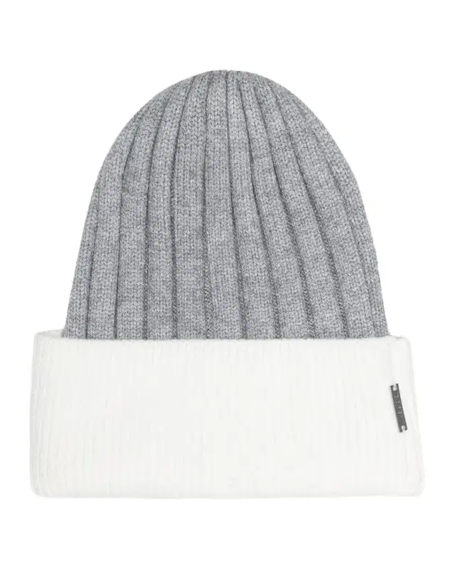 Gorski Ribbed Knit Two-Tone Beanie