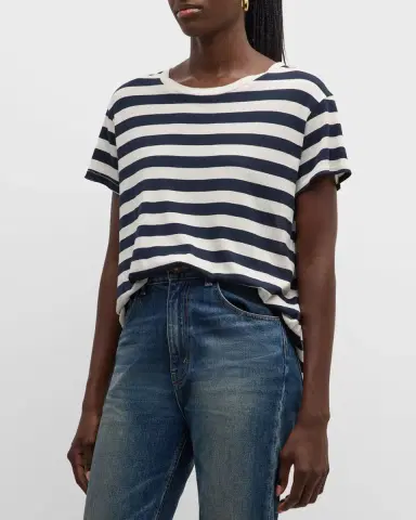 Nili Lotan Brady Striped Short-Sleeve T-Shirt | Thumbnail 2