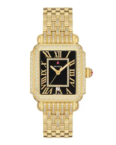 Michele Special Edition Deco Madison Noir Dial Gold Diamond Bracelet Watch | Thumbnail 1 Michele Special Edition Deco Madison Noir Dial Gold Diamond Bracelet Watch | Thumbnail 1