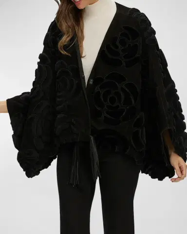 Gorski Select Shearling Lamb Floral Embroidered Reversible Jacket | Thumbnail 5 Gorski Select Shearling Lamb Floral Embroidered Reversible Jacket | Thumbnail 5
