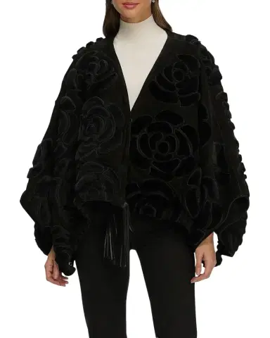 Gorski Select Shearling Lamb Floral Embroidered Reversible Jacket | Thumbnail 1 Gorski Select Shearling Lamb Floral Embroidered Reversible Jacket | Thumbnail 1