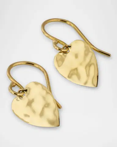Ippolita Classico Crinkle Mini Heart Shape Drop Earrings in 18K Gold | Thumbnail 2
