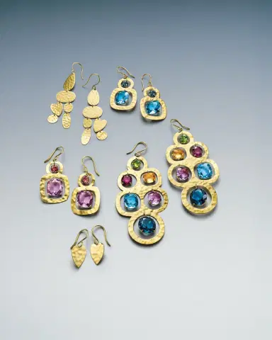Ippolita Classico Crinkle Mini Heart Shape Drop Earrings in 18K Gold | Thumbnail 4