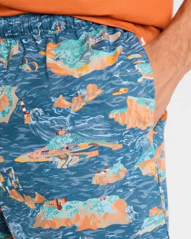 Derek Rose Men's Ledbury Seascape Cotton Lounge Shorts | Thumbnail 5