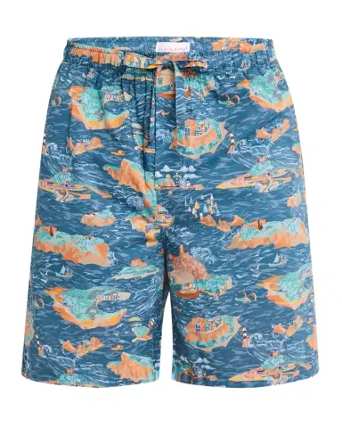 Derek Rose Men's Ledbury Seascape Cotton Lounge Shorts | Thumbnail 1