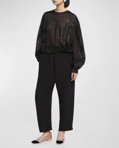 Giorgio Armani Sheer Jersey Blouse with Swarovski Details | Thumbnail 2 Giorgio Armani Sheer Jersey Blouse with Swarovski Details | Thumbnail 2