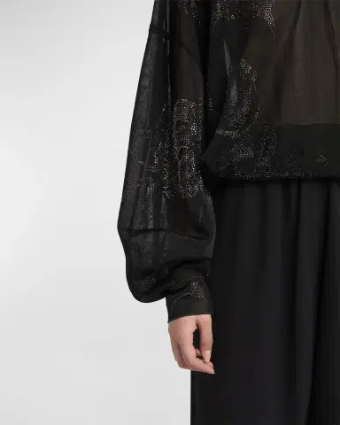 Giorgio Armani Sheer Jersey Blouse with Swarovski Details | Thumbnail 5 Giorgio Armani Sheer Jersey Blouse with Swarovski Details | Thumbnail 5