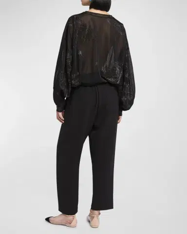 Giorgio Armani Sheer Jersey Blouse with Swarovski Details | Thumbnail 6 Giorgio Armani Sheer Jersey Blouse with Swarovski Details | Thumbnail 6