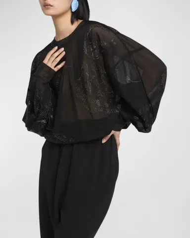 Giorgio Armani Sheer Jersey Blouse with Swarovski Details | Thumbnail 7 Giorgio Armani Sheer Jersey Blouse with Swarovski Details | Thumbnail 7