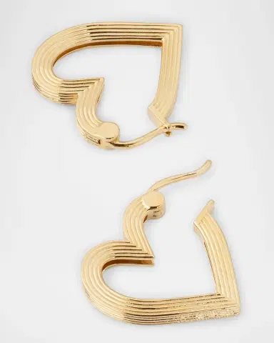 Sydney Evan 14K Gold Fluted Heart Hoop Earrings | Thumbnail 4