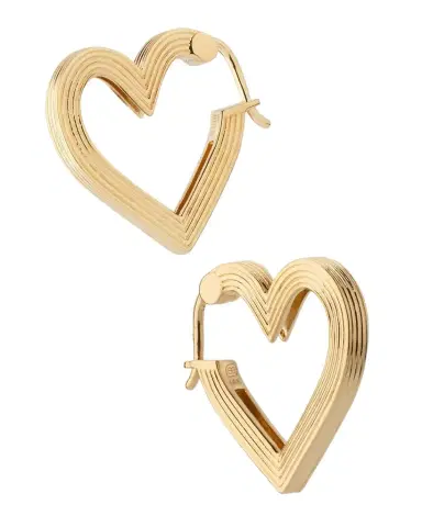 Sydney Evan 14K Gold Fluted Heart Hoop Earrings | Thumbnail 1