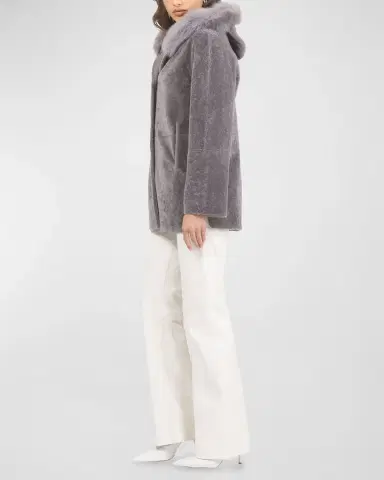 Gorski Reversible Textured Lamb Shearling Parka With Merinillo Lamb Shearling Trim | Thumbnail 2 Gorski Reversible Textured Lamb Shearling Parka With Merinillo Lamb Shearling Trim | Thumbnail 2