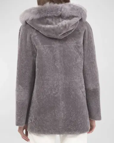 Gorski Reversible Textured Lamb Shearling Parka With Merinillo Lamb Shearling Trim | Thumbnail 4 Gorski Reversible Textured Lamb Shearling Parka With Merinillo Lamb Shearling Trim | Thumbnail 4