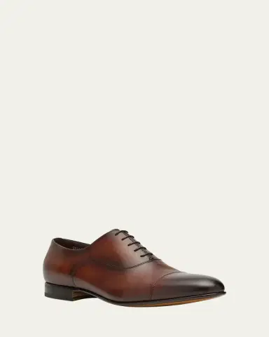 Santoni Men's Darian Calfskin Leather Oxfords | Thumbnail 2