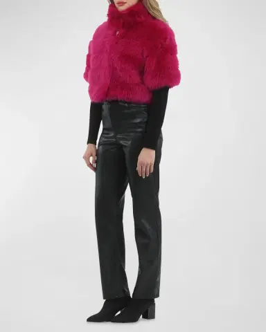 Gorski Reversible Merinillo Lamb Shearling Bolero Jacket With Cropped Sleeves | Thumbnail 2