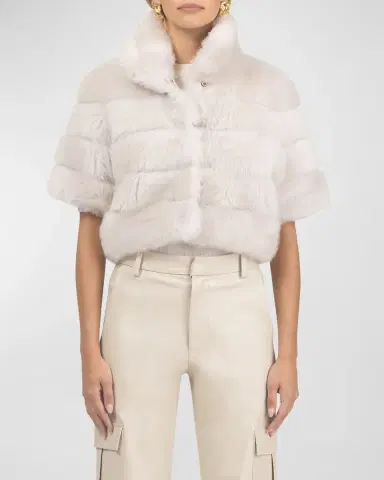 Gorski Reversible Merinillo Lamb Shearling Bolero Jacket With Cropped Sleeves | Thumbnail 11
