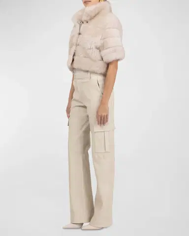 Gorski Reversible Merinillo Lamb Shearling Bolero Jacket With Cropped Sleeves | Thumbnail 12