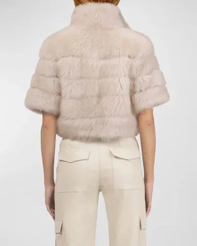 Gorski Reversible Merinillo Lamb Shearling Bolero Jacket With Cropped Sleeves | Thumbnail 13