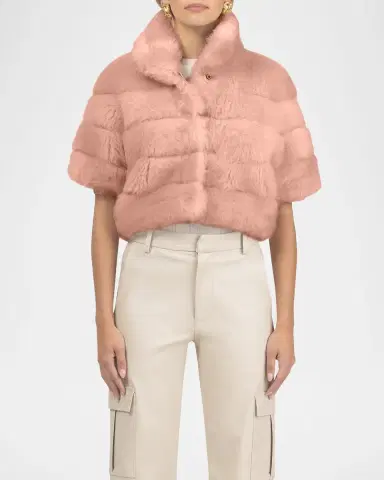 Gorski Reversible Merinillo Lamb Shearling Bolero Jacket With Cropped Sleeves | Thumbnail 15